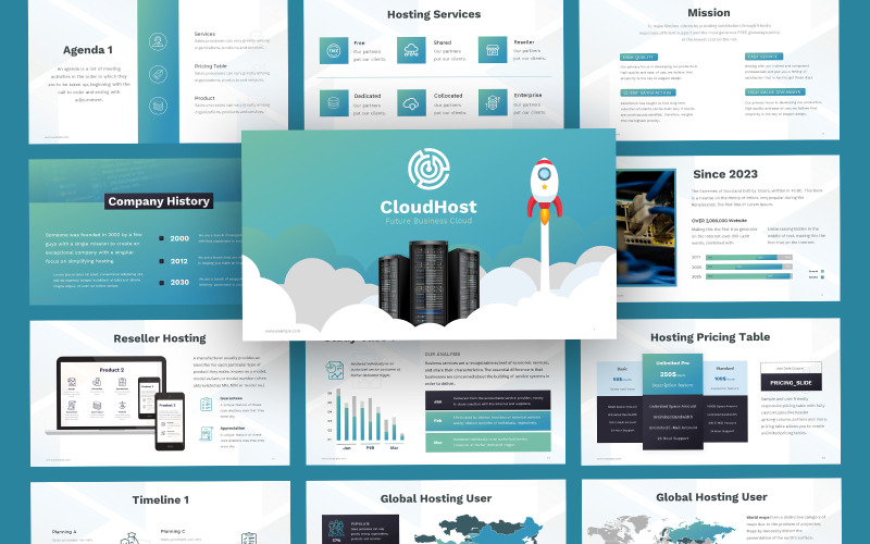 Cloud Hosting Company Google Slides sablon