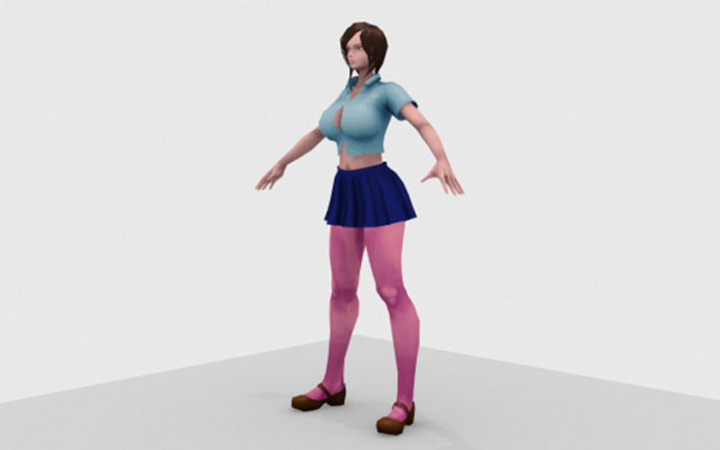 动漫辣妹 3D 模型 - Obj 和 Blender