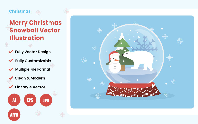 Illustration de boule de neige de joyeux Noël - Conception de la saison des fêtes