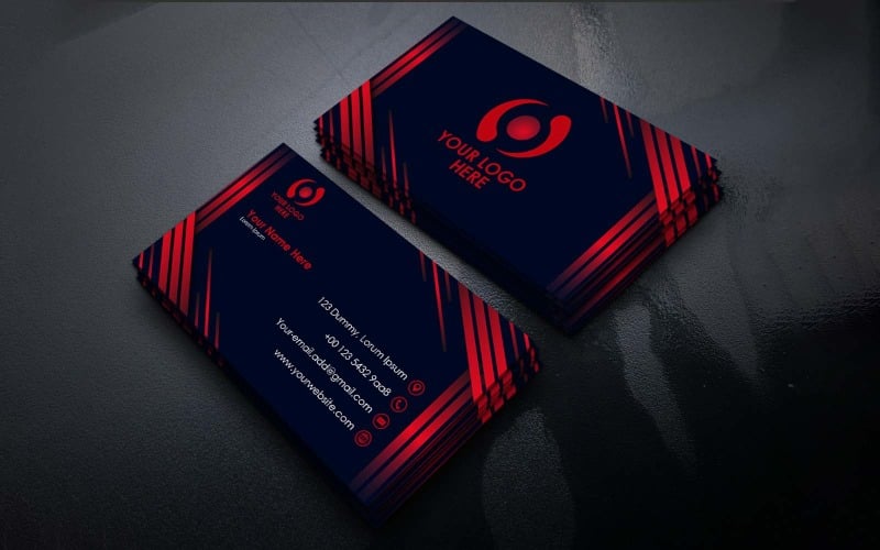 Luxury Black and Red Business Card Design - Corporate Identity