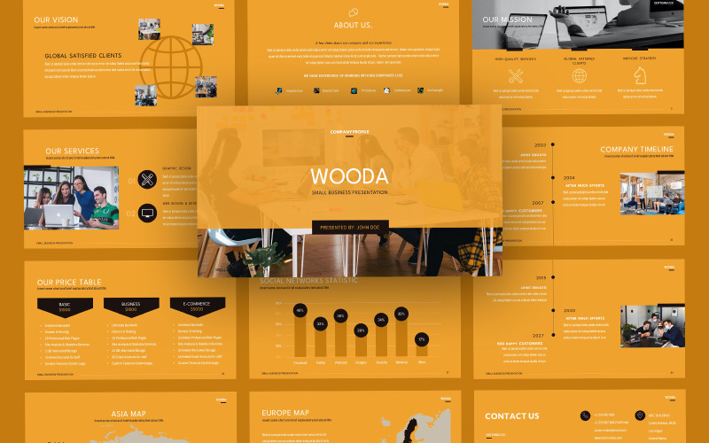 Modello di presentazione di Google per il profilo aziendale di Wooda