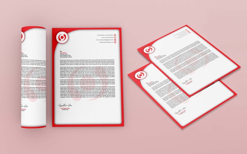 Professzionális és modern piros fejléces - vállalati arculat