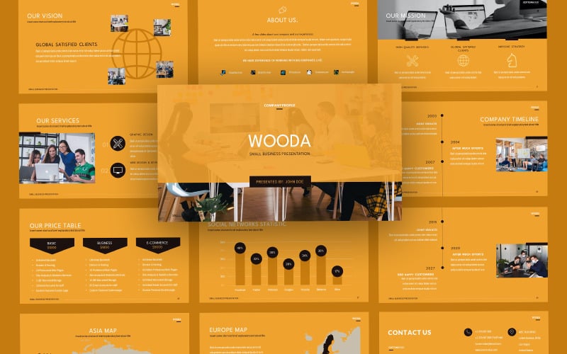 Профиль компании Wooda Шаблон Google Slides
