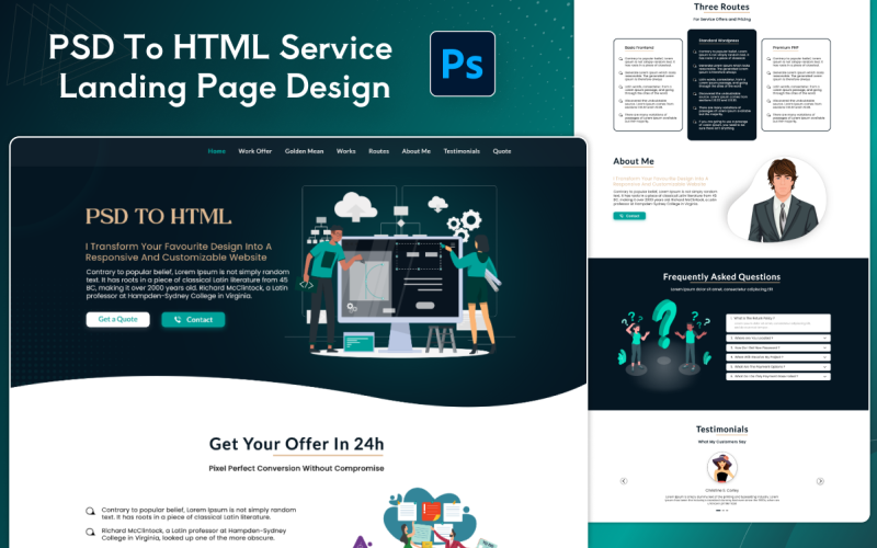 PSD till HTML - Service Landing Page PSD Mall