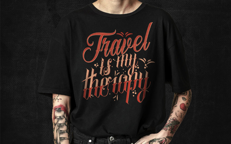 Reizen is mijn therapie Typografie T-shirtontwerp Vectorontwerpafbeeldingen