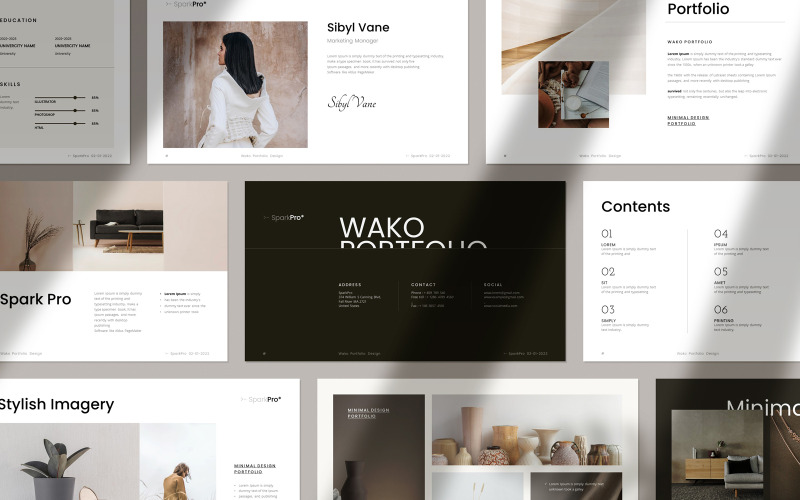 Шаблон Powerpoint портфолио Wako