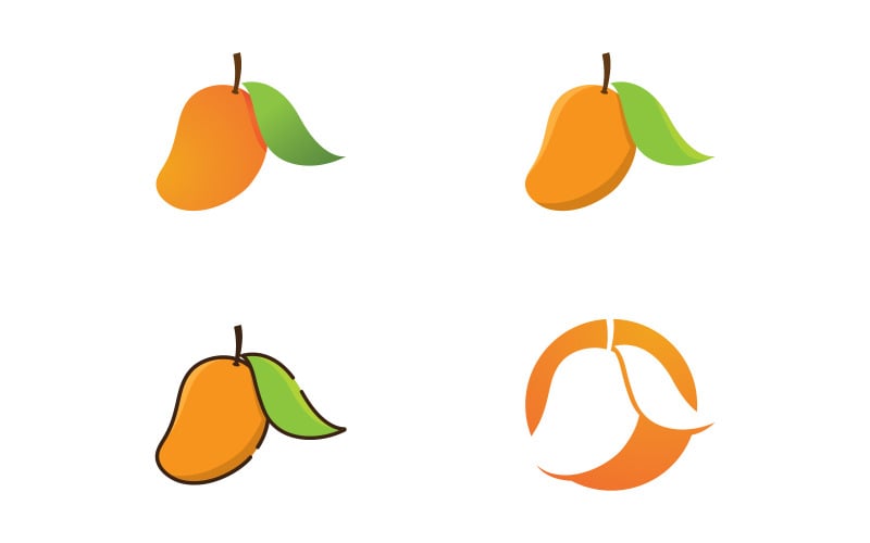 Icône du logo d'illustration vectorielle de mangue fraîche V1