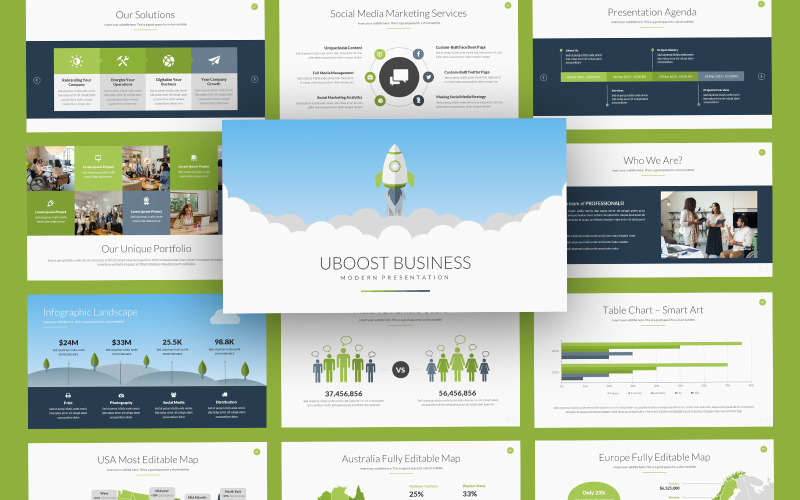 Шаблон PowerPoint для чистого бізнесу Uboost
