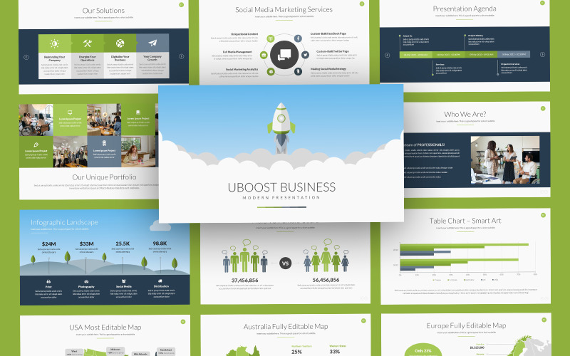 Uboost Clean Business PowerPoint Template