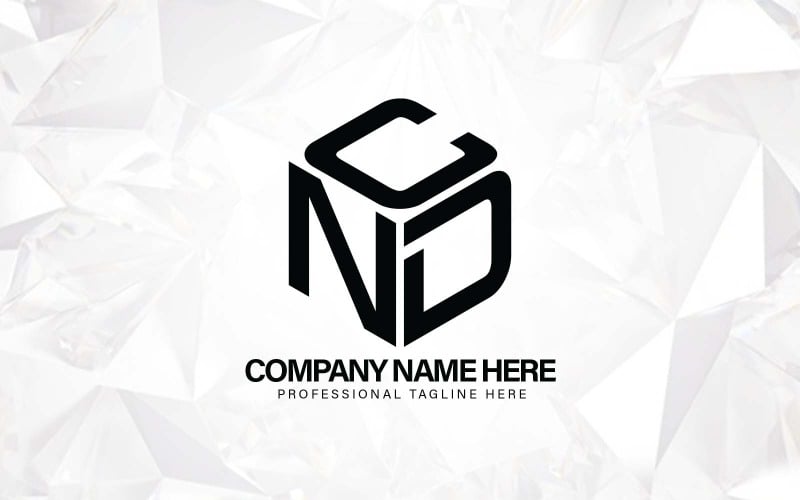 Kreatives NDC-Logo mit drei Buchstaben und Sechseck - Markenidentität