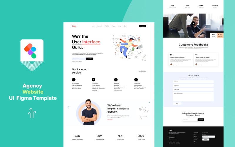 Modèle Figma d'interface utilisateur d'agence de conception