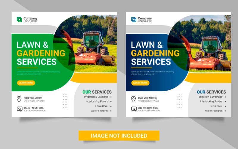 Agriculture service social media post banner Vector or lawn mower ...