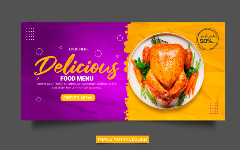 Baner internetowy z żywnością Baner na okładkę mediów społecznościowych Reklama żywności