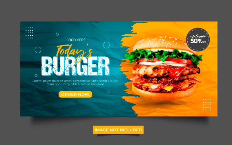 Baner internetowy żywności Baner okładki mediów społecznościowych Projekt sprzedaży rabatów na reklamę żywności