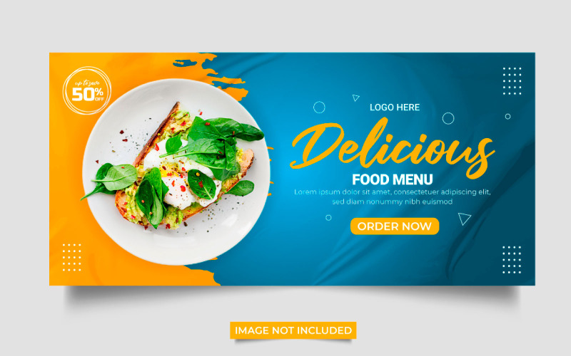 Banner da web de alimentos Banner de capa de mídia social modelo de desconto de publicidade de alimentos design de mídia social
