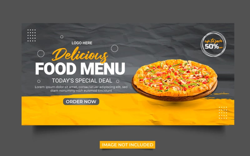 Banner da web de alimentos Banner de capa de mídia social venda de desconto de publicidade de alimentos