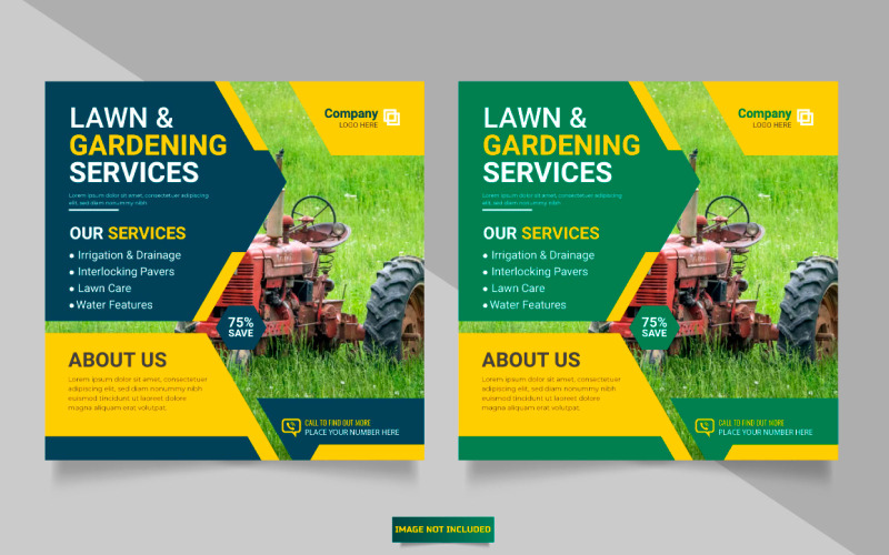 Banner de postagem de mídia social do serviço de agricultura vetorial ou estilo de banner de jardinagem de cortador de grama