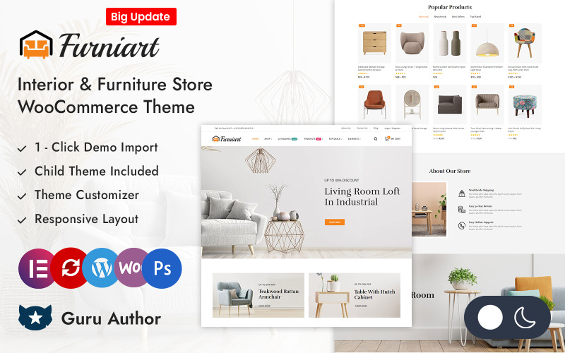 Furniart - İç Mobilya Mağazası Elementor WooCommerce Duyarlı Teması