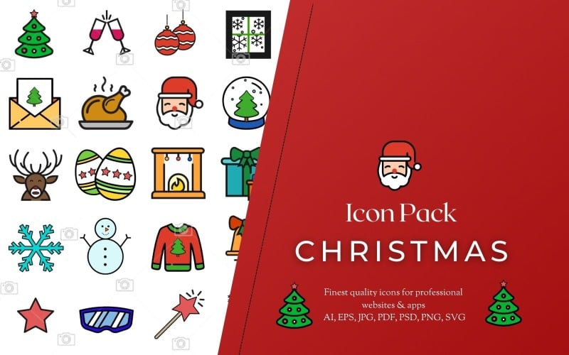 Kerst Icon Pack (50 PICTOGRAMMEN)