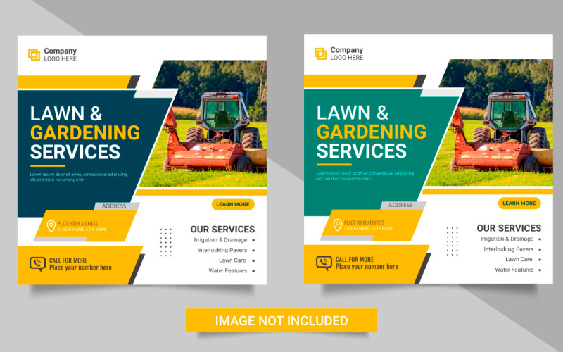 Landbouwdienst sociale media plaatsen bannerbundel of grasmaaier tuinieren landschapsbanner