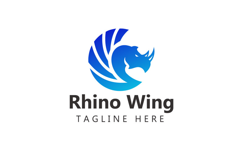Logo dell'ala di rinoceronte. Modello di logo di corno di rinoceronte gratuito