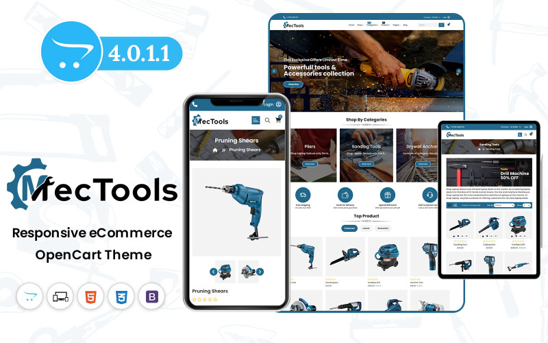 Mectools - Thème Opencart pour la vente d'outils mécaniques