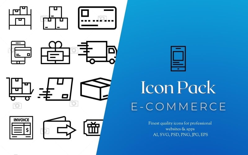 Pacote de ícones: 100 ícones de comércio eletrônico