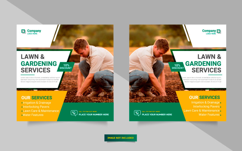 Сельскохозяйственная служба в социальных сетях размещает баннер или газонокосилку, садоводство, ландшафтный баннер и флаер