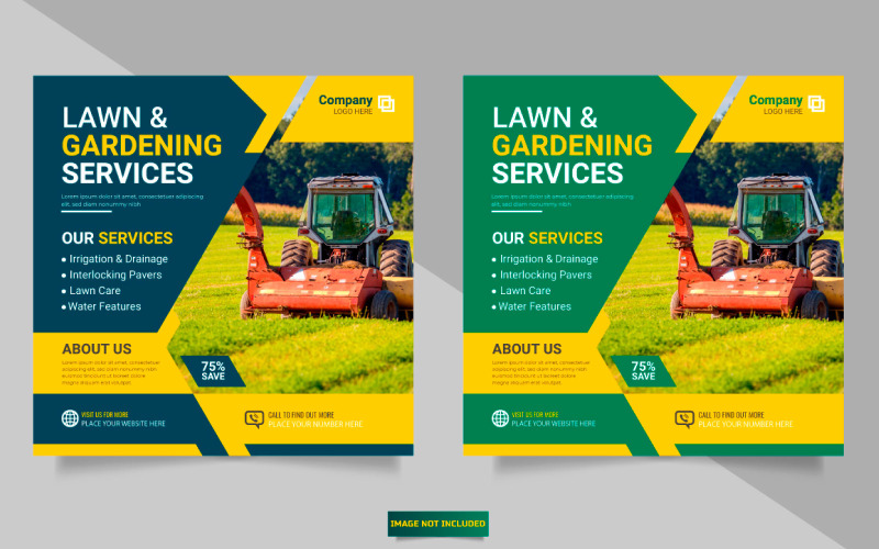 Vektor Jordbruk tjänst sociala medier post banner eller gräsklippare trädgårdsarbete flygblad banners