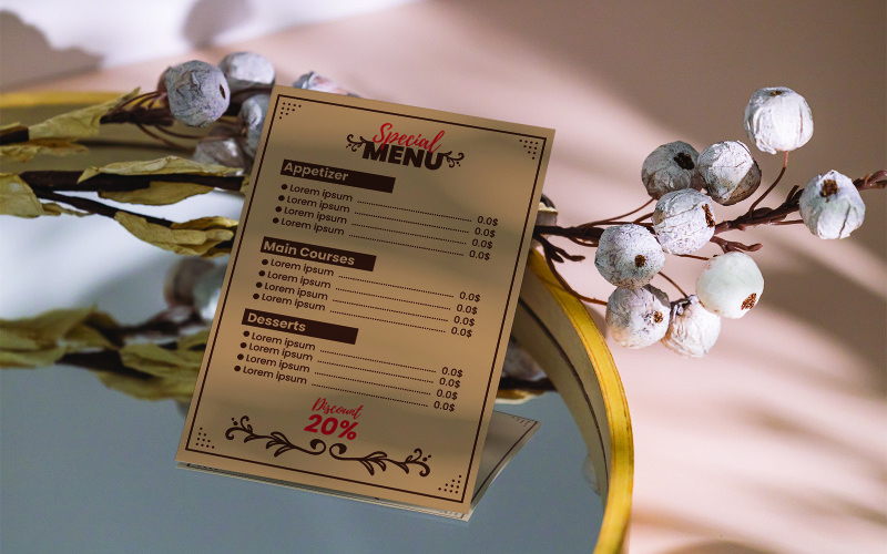 Dépliant de modèle de menu vintage