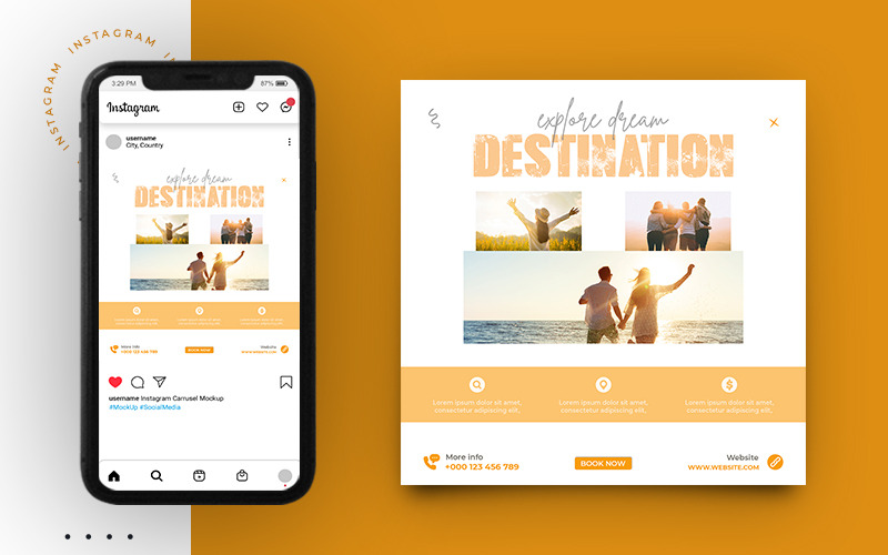 Design von Tourismus- und Reise-Social-Media-Post-Banner-Vorlagen