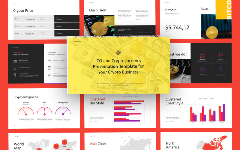 Digit Blockchain Kryptovaluta PowerPoint-mall