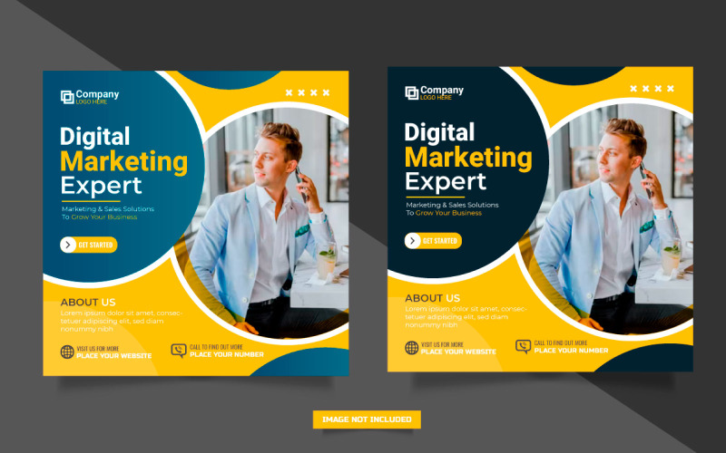 Digitális marketingügynökség négyzet alakú szórólapja vagy közösségi média bejegyzéssablonja i