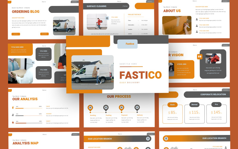 Fastico Delivery Courier Sjablonen PowerPoint presentatie