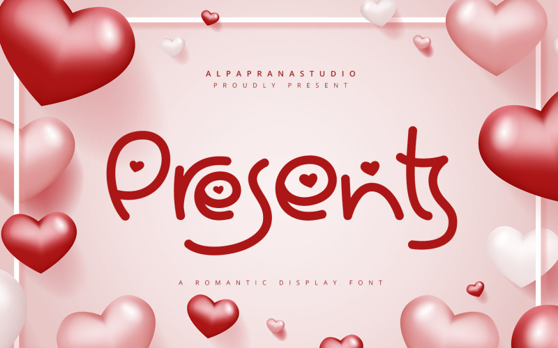 Prezenty — romantyczna czcionka wyświetlacza