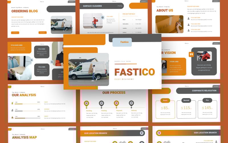 Šablona prezentace Fastico Delivery Courier Google