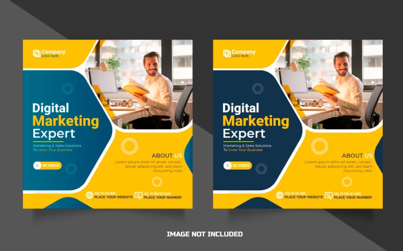 Volantino dell'agenzia di marketing digitale vettoriale o illustratio del modello di post sui social media