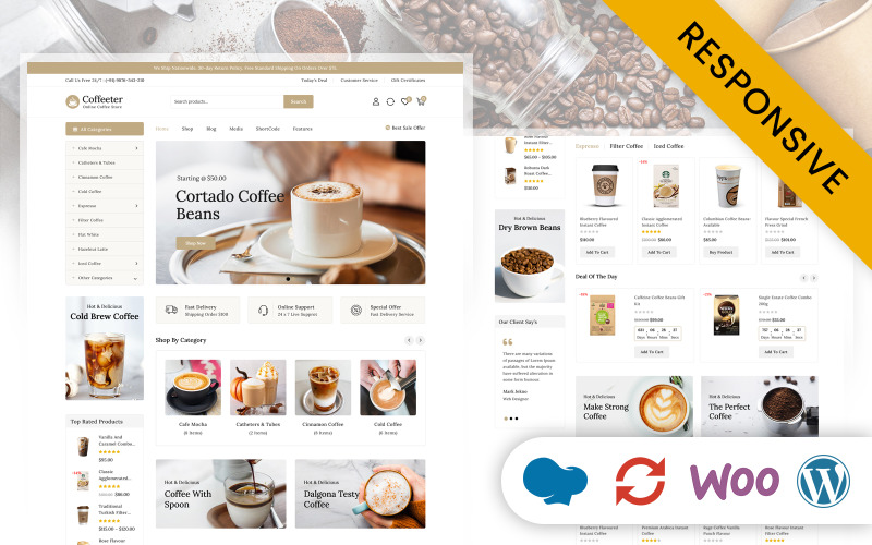 Coffeeter - Bestes WooCommerce Responsive Theme für den Kaffeeladen