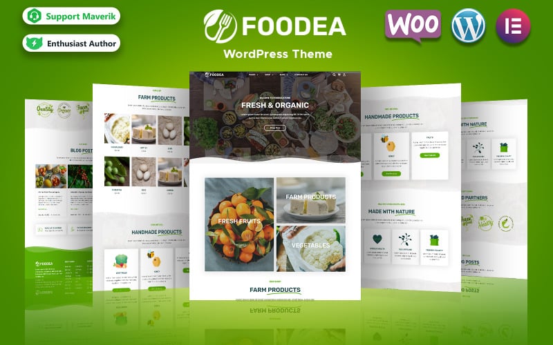 Foodea — WordPress Elementor шаблон для органических продуктов питания