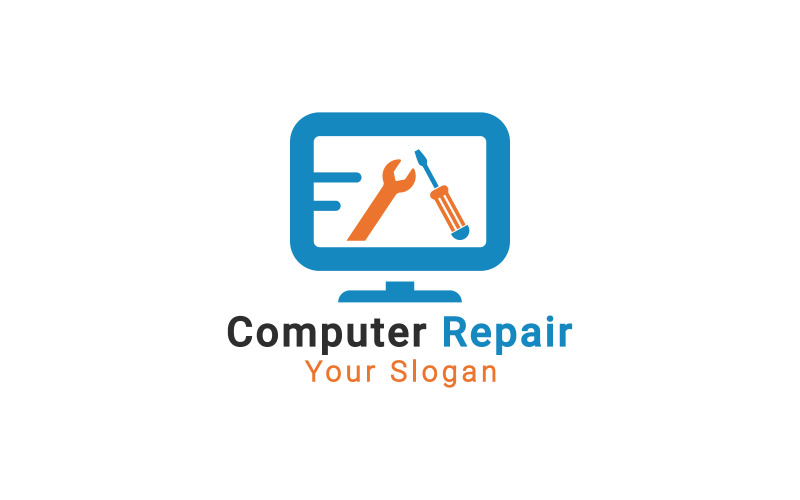 Logo voor pc-reparatie, logo voor softwareontwikkeling, logo voor computerreparatie