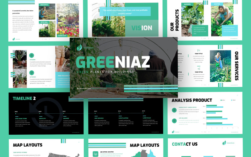 Modelo de slides do Google Greeniaz Planting Services