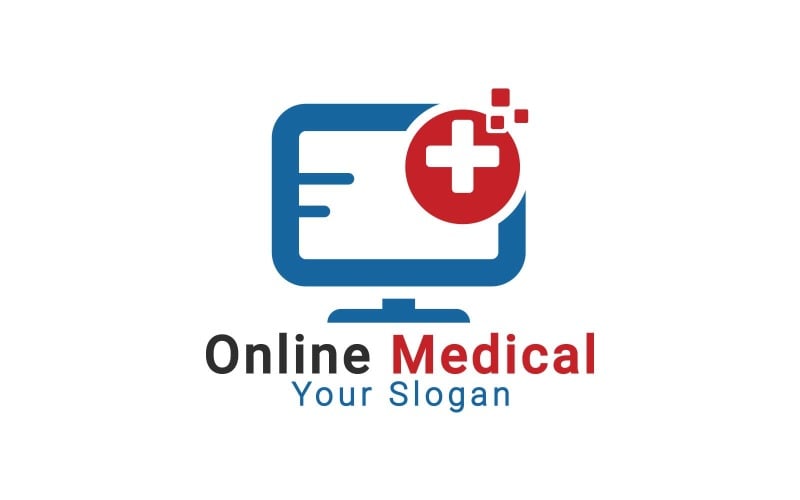 Online medisch logo, logo voor medische zorg, sjabloon voor medisch advieslogo