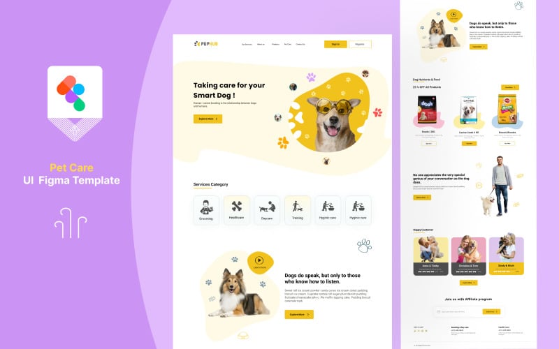 Pet Care Ui Template Figma #302074 - Templatemonster