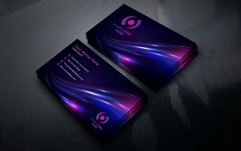 Abstraktní Neon Wave Vizitka Design - Corporate Identity