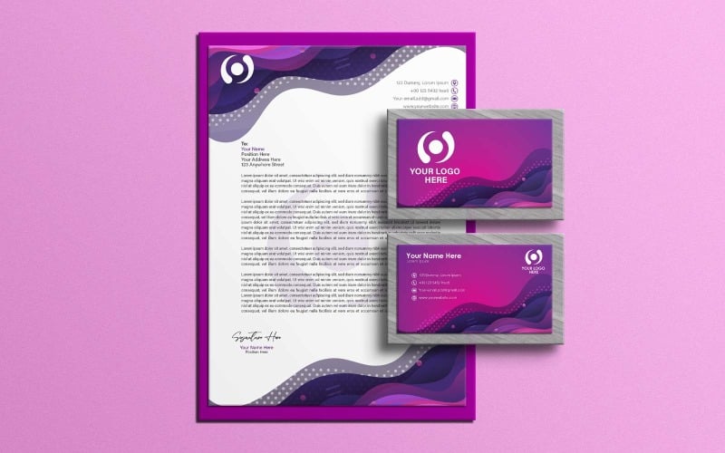 Creative Gradient Liquid Abstract Letterhead and Business Card Design - Corporate Identity