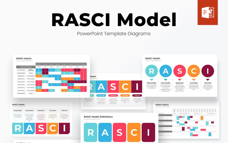Diagramas de modelo de PowerPoint do modelo RASCI