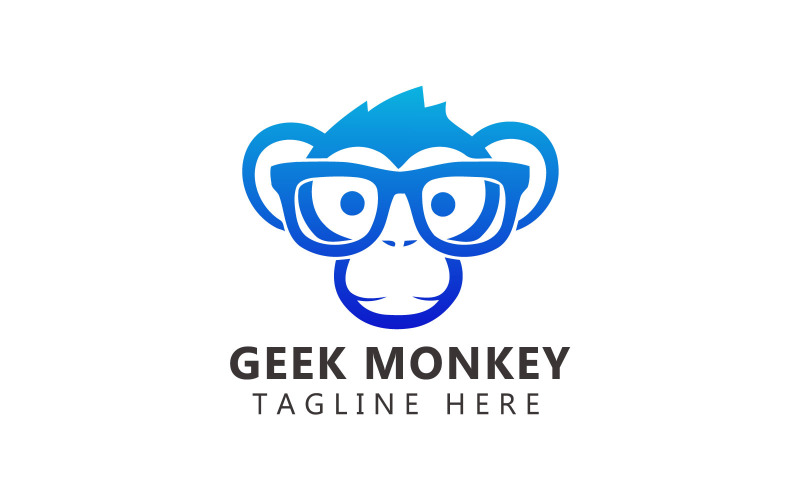 Geek Monkey Logo And Monkey Chimp Chimpanzee Geek Logo Template