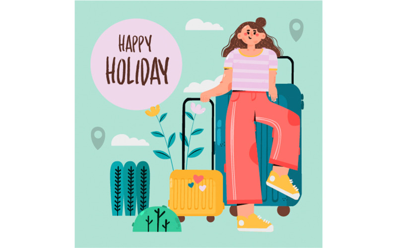 Illustration de concept de fille de voyage