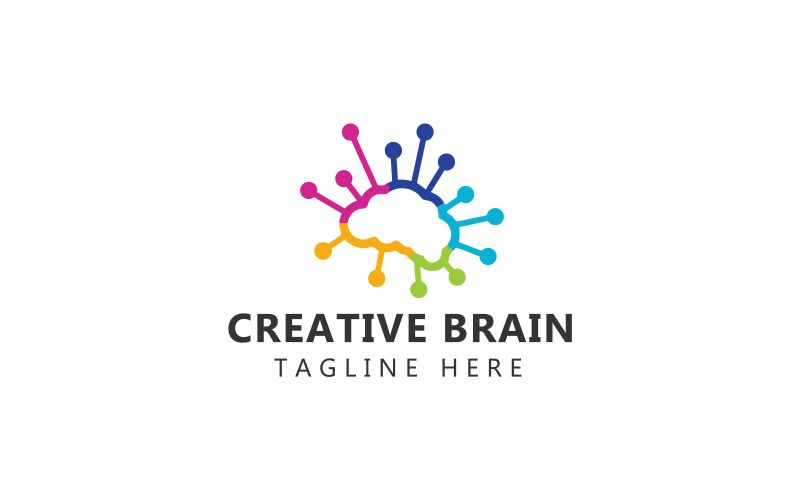 Logo del cervello creativo e modello del logo dell'intelligenza artificiale del cervello