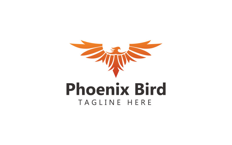 Logo dell'uccello della fenice e logo dell'uccello del fuoco della fenice volante fiammeggiante